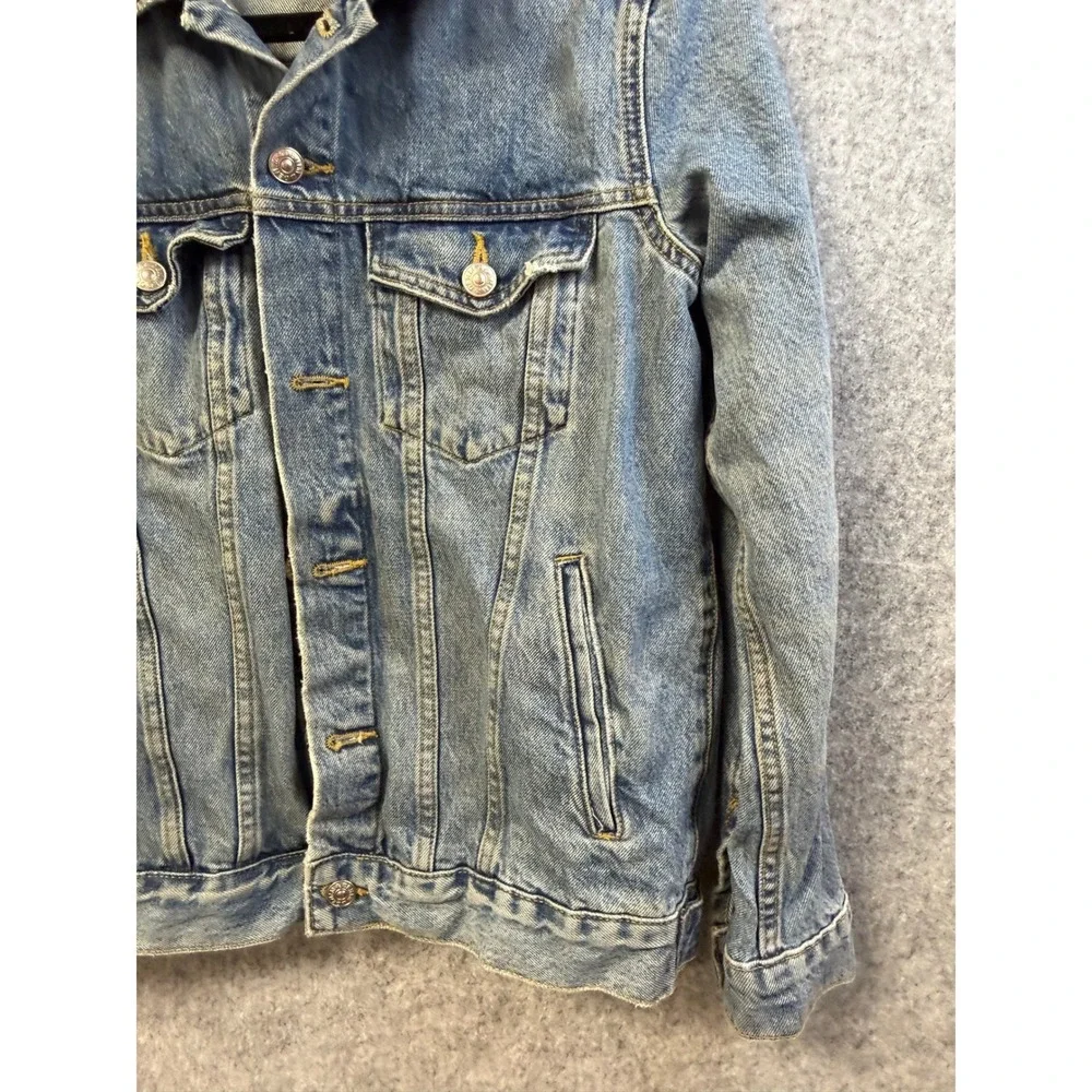 H&M &Denim Light Wash Jean Trucker Jacket Womens Size 8‎ Blue Cotton Classic